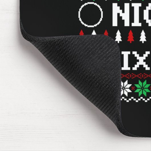 Naughty Nice 6-7 Funny Brainrot Meme Ugly Xmas Six Muismat (Hoek)