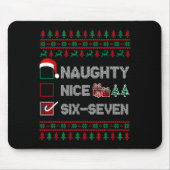 Naughty Nice 6 7 Funny Brainrot Meme Ugly Xmas Six Muismat (Voorkant)