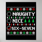 Naughty Nice 6-7 Funny Brainrot Meme Ugly Xmas Six Poster (Voorkant)