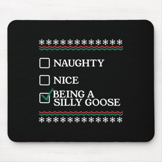 Naughty Nice als een Gekke Goose Funny Christmas X Muismat (Voorkant)