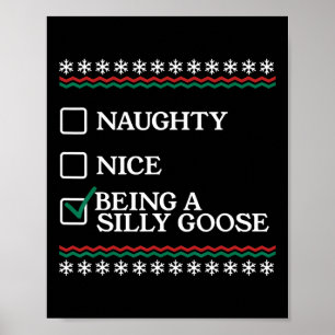 Naughty Nice als een Gekke Goose Funny Christmas X Poster