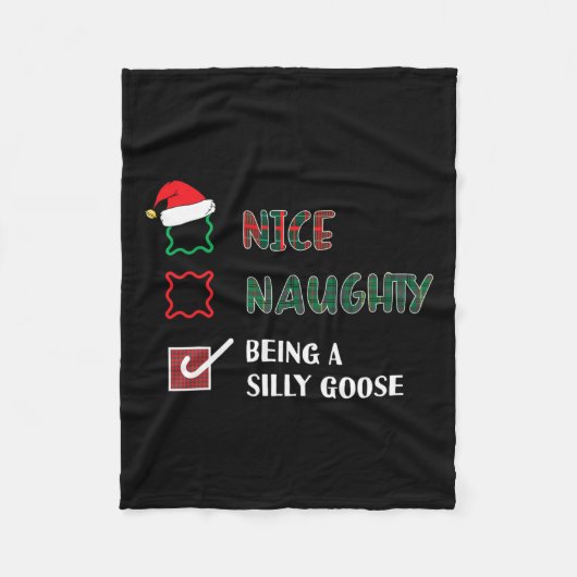 Naughty Nice als een Gekke Goose Funny Trendy Chri Fleece Deken (Voorkant)