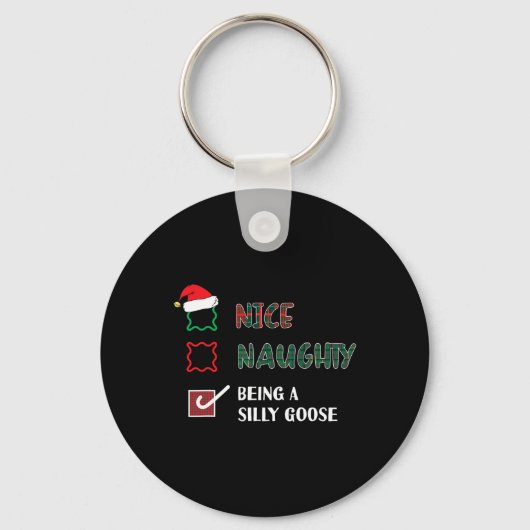 Naughty Nice als een Gekke Goose Funny Trendy Chri Sleutelhanger (Voorkant)
