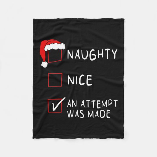 Naughty Nice an Potempt Funny List Xmas Mannen Vro Fleece Deken (Voorkant)