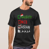 Naughty Nice Asian Kerstpyjama Santa Hat Xma T-shirt (Voorkant)