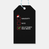 Naughty Nice Attempt Made Funny Christmas List Cadeaulabel (Voorkant)