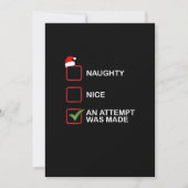 Naughty Nice Attempt Made Funny Christmas List Feestdagenkaart (Voorkant)