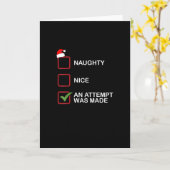 Naughty Nice Attempt Made Funny Christmas List Kaart (Gele Bloem)