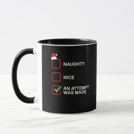Naughty Nice Attempt Made Funny Christmas List Mok (Links)
