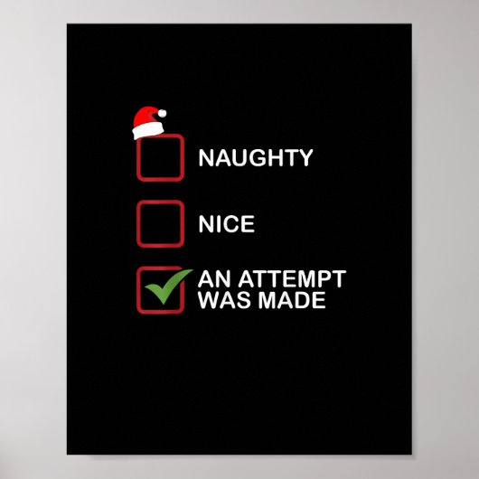 Naughty Nice Attempt Made Funny Christmas List Poster (Voorkant)