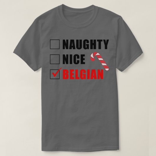 Naughty Nice Belgium Candy Cane kerstSanta Li T-shirt (Design voorkant)