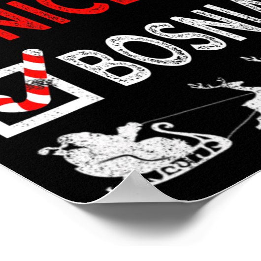 Naughty Nice Bosnian kerstpyjama Funny Santa Poster (Hoek)