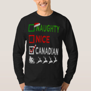 Naughty Nice Canadian Kerstpyjama Funny Sant T-shirt