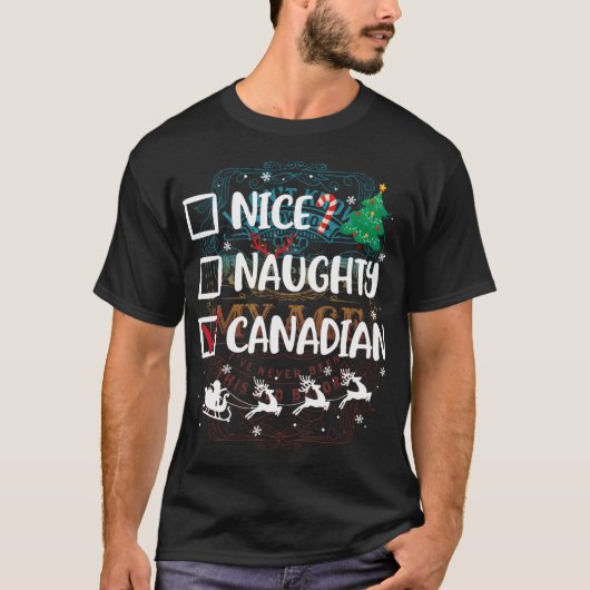 Naughty Nice Canadian Santa Hat Xm T-shirt (Voorkant)
