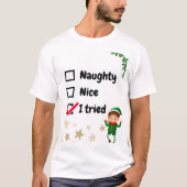 Naughty Nice Christmas t shirt (Voorkant)