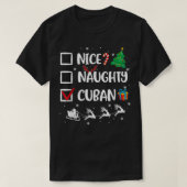 Naughty Nice Cuban Christmas Funny Santa Hat Xmas  T-shirt (Design voorkant)