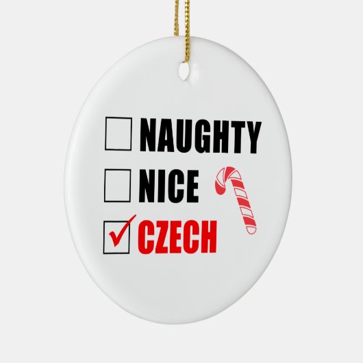 Naughty Nice Czech Candy Cane Keramisch Ornament (Rechts)