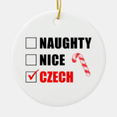 Naughty Nice Czech Candy Cane Keramisch Ornament (Voorkant)