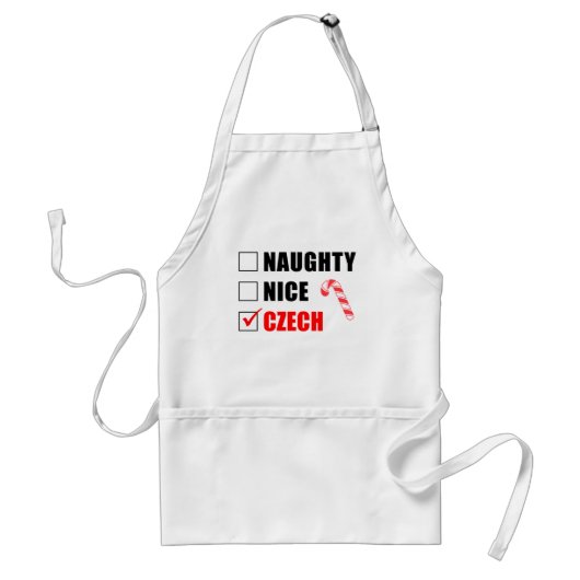 Naughty Nice Czech Kerstdesign Adult Apron Standaard Schort (Voorkant)