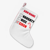 Naughty Nice Czech Personalized Kleine Kerstsok (Voorkant (Hangend))
