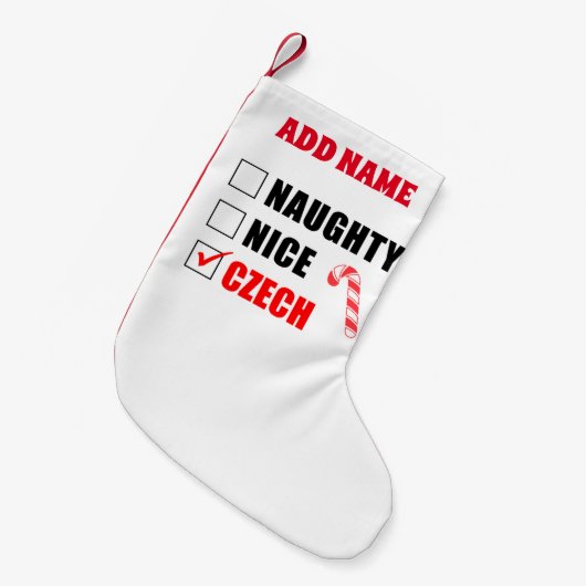 Naughty Nice Czech Personalized Kleine Kerstsok (Voorkant (Hangend))