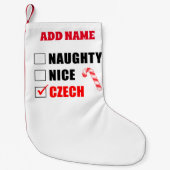 Naughty Nice Czech Personalized Kleine Kerstsok (Voorkant)