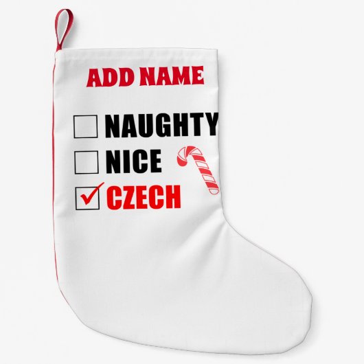 Naughty Nice Czech Personalized Kleine Kerstsok (Voorkant)