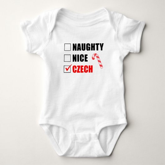 Naughty Nice Czech Santa List Baby Bodysuit (Voorkant)