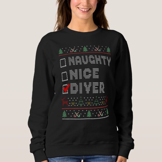Naughty Nice Diver Matching Kerstgroep Pajama Trui (Voorkant)