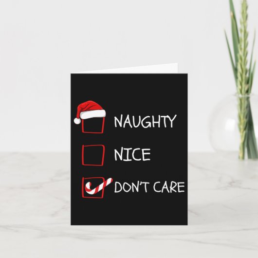 Naughty Nice Don't Care Kerstlijst Kaart (Voorkant)