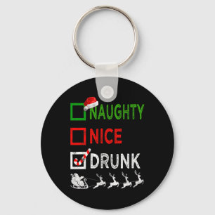 Naughty Nice Drink kerstpyjama Funny Santa H Sleutelhanger