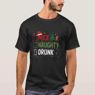 Naughty Nice Drink kerstpyjama Funny Santa H T-shirt