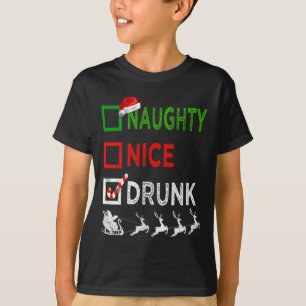Naughty Nice Drink kerstpyjama Funny Santa H T-shirt