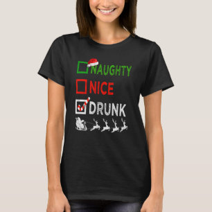 Naughty Nice Drink kerstpyjama Funny Santa H T-shirt