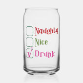 Naughty Nice Drunk Funny Holiday Christmas Blikvorm Glas (Voorkant)