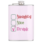 Naughty Nice Drunk Funny Holiday Christmas Mug Heupfles (Voorkant)