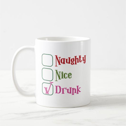 Naughty Nice Drunk Funny Holiday Christmas Mug Koffiemok (Links)