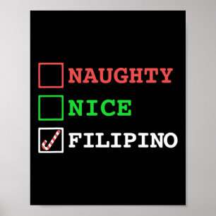 Naughty Nice Filippijnse Grappige Kerstmis Filippi Poster