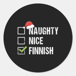 Naughty Nice Finse Kerstman Hoed Finland Kerstmis  Ronde Sticker