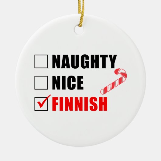 Naughty Nice Finse snoepriet Keramisch Ornament (Voorkant)