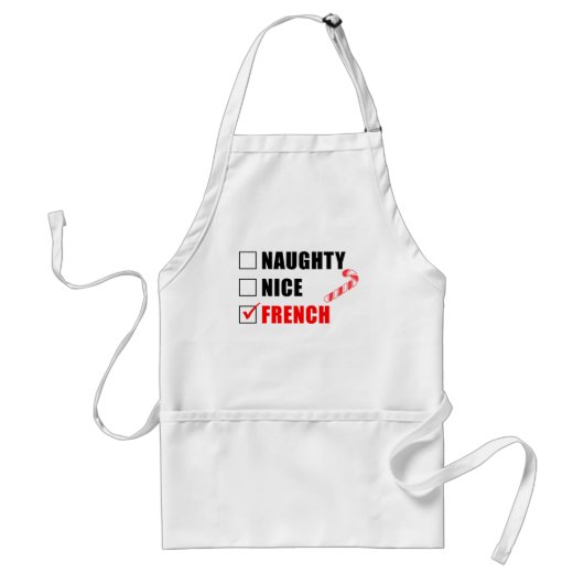 Naughty Nice, Frans kerstontwerp Adult Apron Standaard Schort (Voorkant)