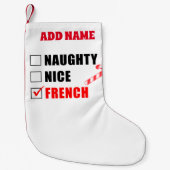 Naughty Nice French Personalized Kleine Kerstsok (Voorkant)