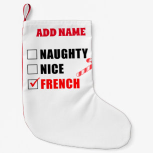 Naughty Nice French Personalized Kleine Kerstsok