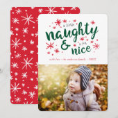 Naughty & Nice Funny Holiday Fotokaart Feestdagenkaart (Voorkant / Achterkant)