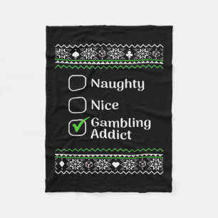 Naughty Nice Gambling Addict Kerstmis Fleece Deken