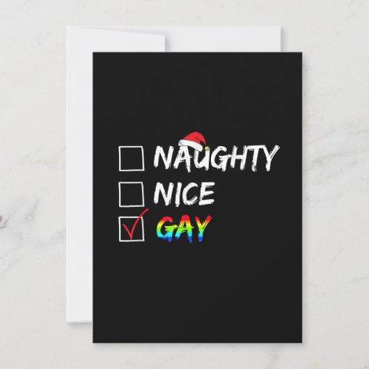 Naughty Nice Gay Rainbow Funny Gay Pride LGBT Chri Kaart (Voorkant)