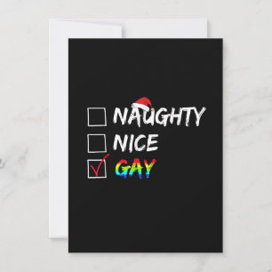 Naughty Nice Gay Rainbow Funny Gay Pride LGBT Chri Kaart