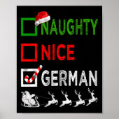 Naughty Nice German Kerstpyjamas Funny Santa Poster (Voorkant)