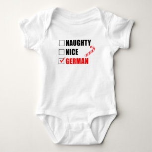 Naughty Nice German Santa List Baby Bodysuit