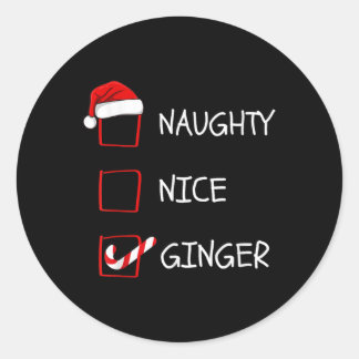 Naughty Nice Ginger kerstfamilie Ronde Sticker